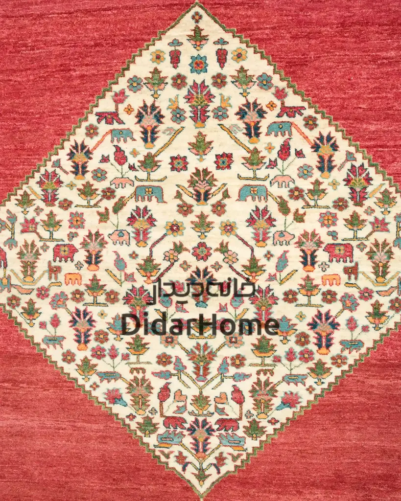 فرش دستباف قشقایی طرح ترنجی شش متری