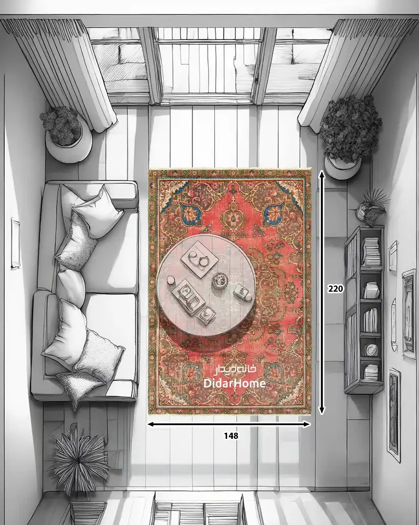 فرش دستباف مدرن تبریز طرح ترنجی سه متری