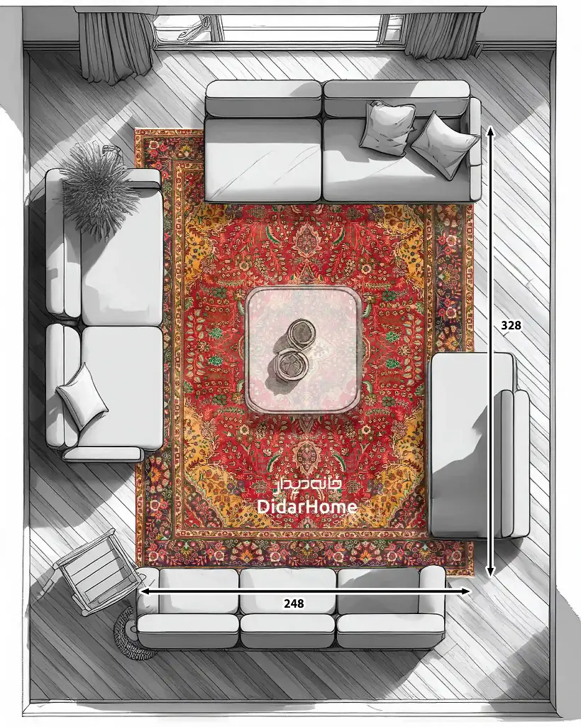 فرش دستباف مدرن تبریز طرح ترنجی نه متری