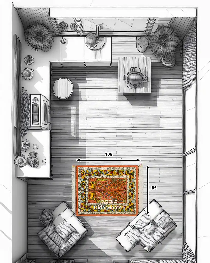 فرش دستباف قشقایی طرح درختی ذرع و نیم