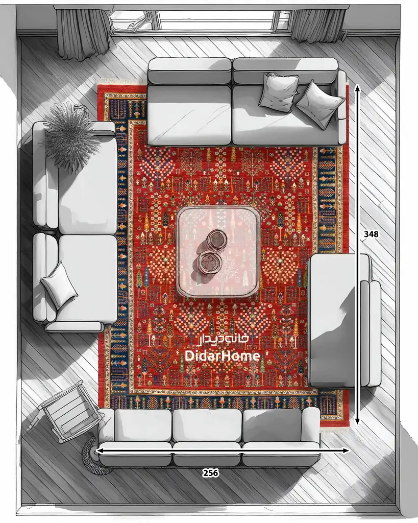 فرش دستباف قشقایی طرح درخت زندگی نه متری