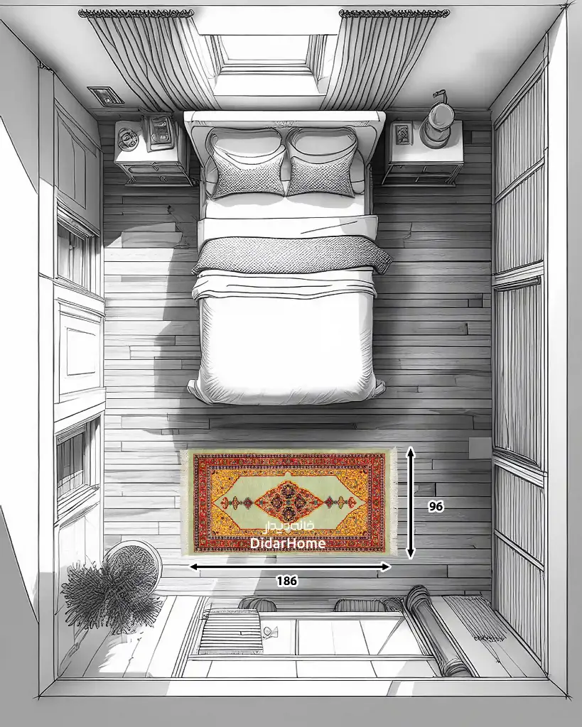 فرش دستباف بیجار گروس طرح ترنجی ذرع و نیم