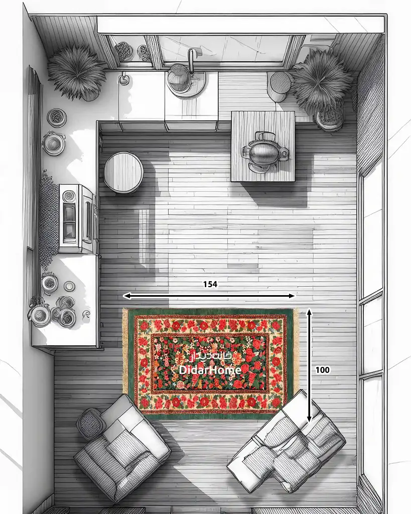 فرش دستباف بیجار طرح هزارگل ذرع و نیم