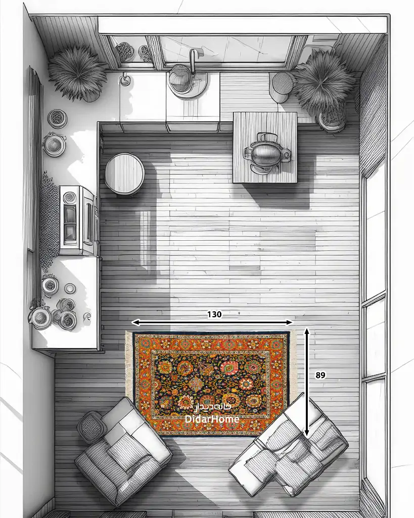 فرش دستباف تبریز ۴۵ رج طرح افشان ذرع و نیم