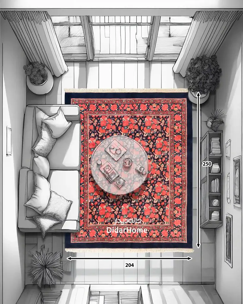 فرش دستباف بیجار طرح افشان شش متری