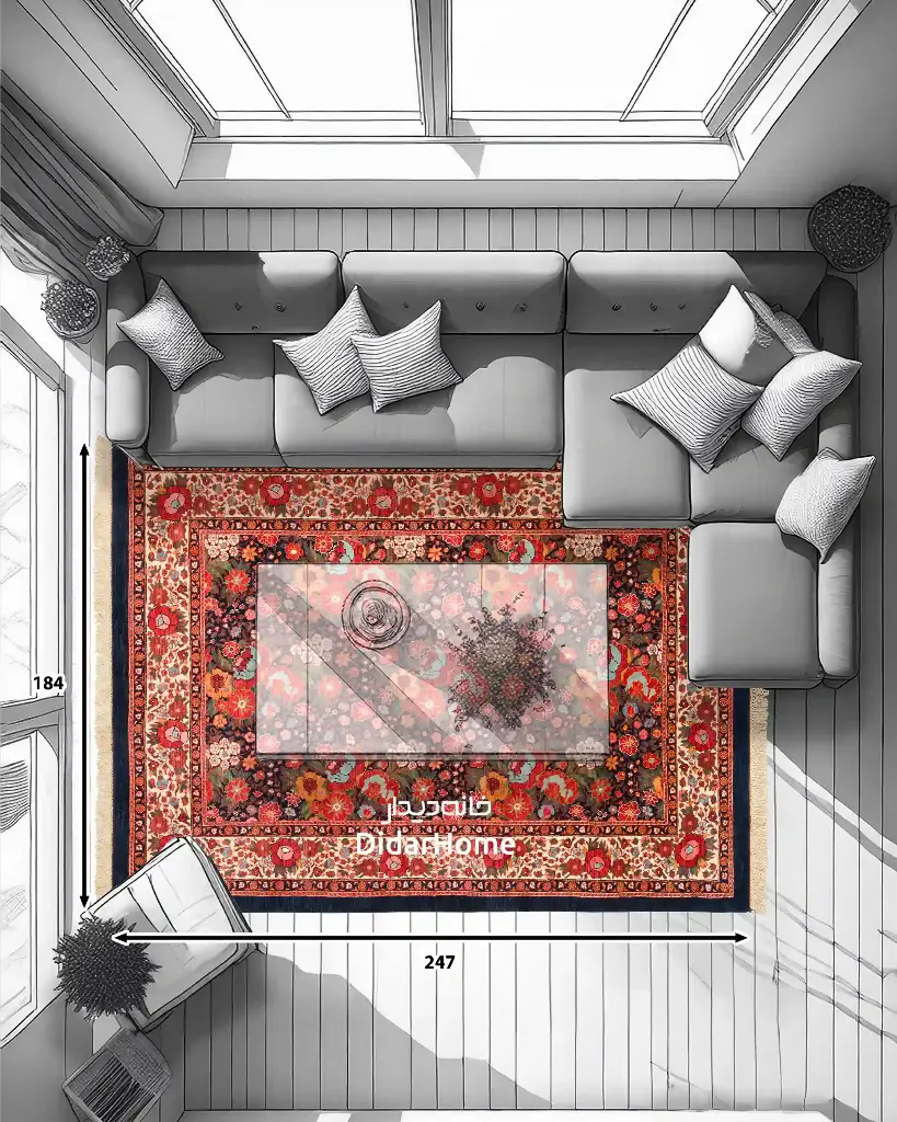 فرش دستباف بیجار طرح افشان چهار متری