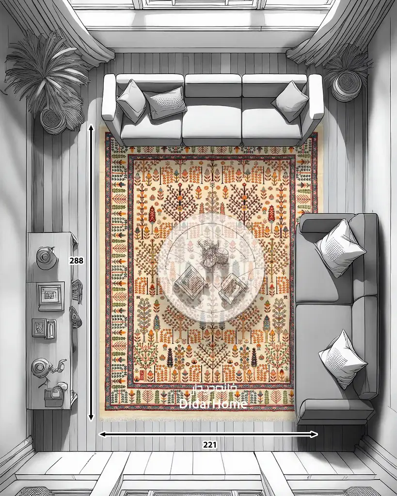 فرش دستباف قشقایی طرح درخت زندگی ۶/۳۶ متری