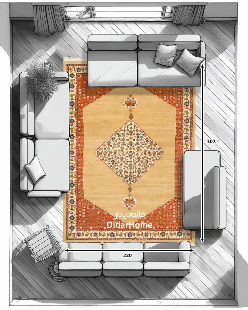 فرش دستباف قشقایی طرح ترنجی ۶/۷۵ متری