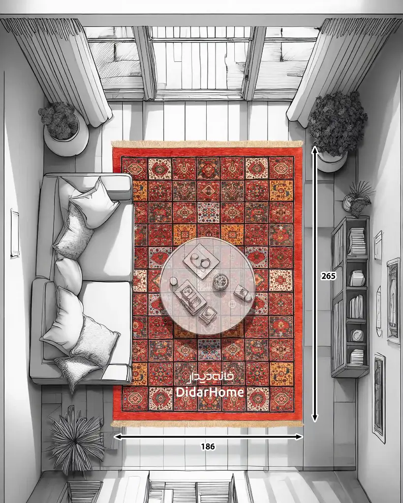 فرش دستباف قشقایی طرح خشتی ۴/۹۳ متری