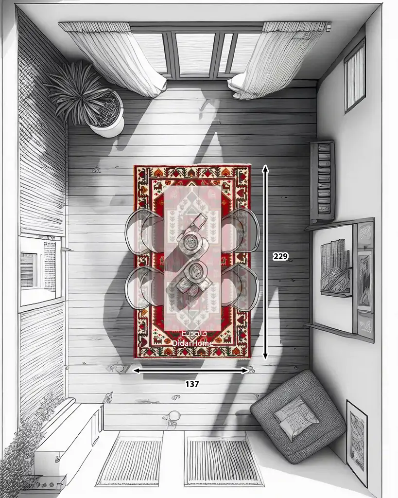 فرش دستباف آنتیک بختیاری طرح ترنجی ۳/۱۴ متری