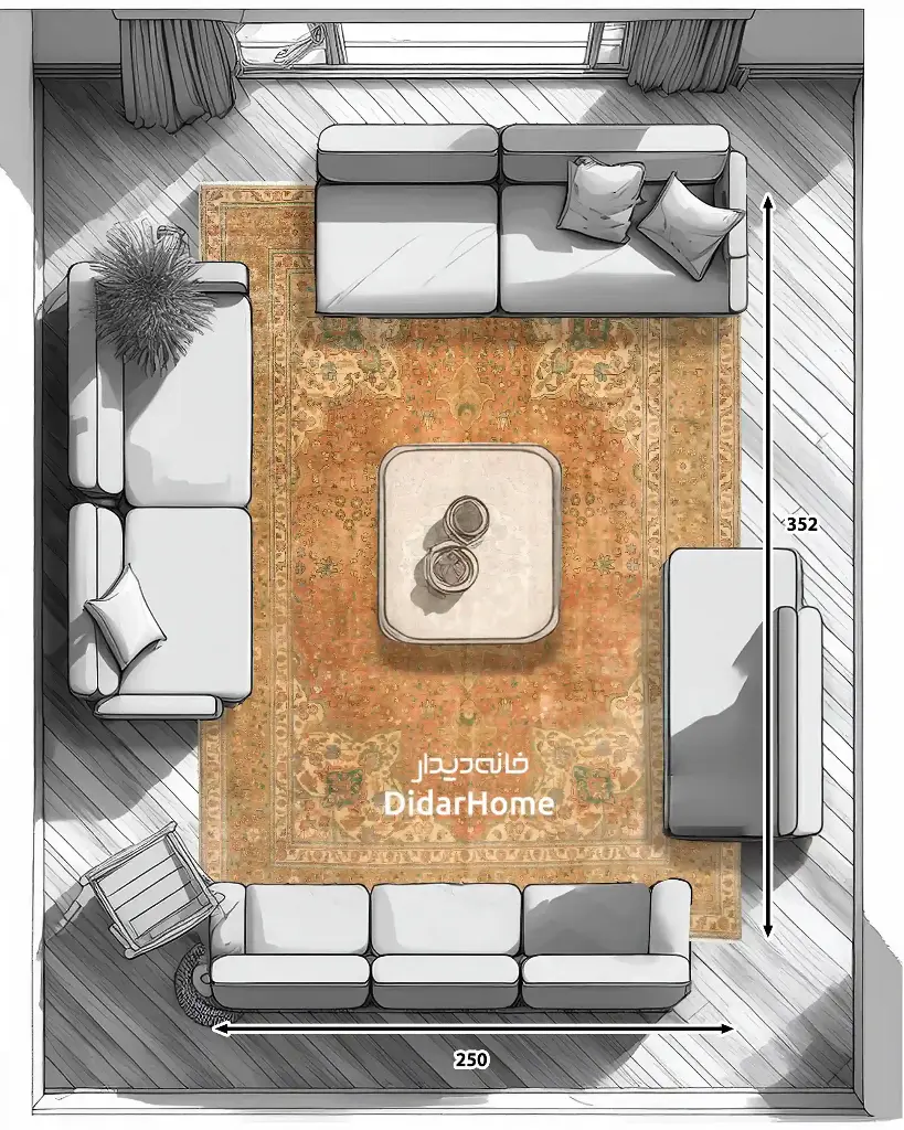 فرش دستباف مدرن تبریز طرح ترنجی ۸/۸۰ متری