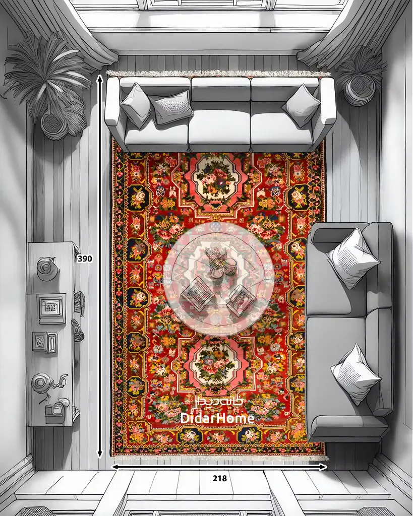 فرش دستباف آنتیک گلفرنگ طرح ترنجی ۸/۵۰ متری