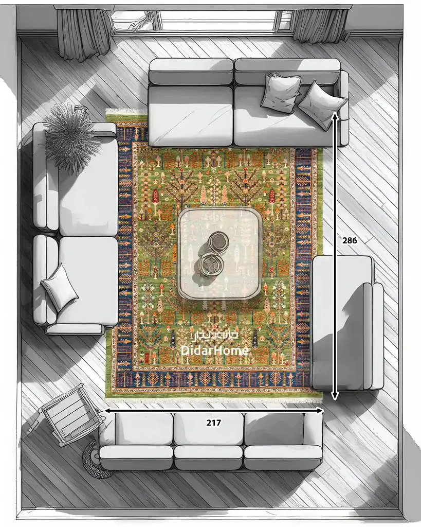 فرش دستباف قشقایی طرح درخت زندگی ۶/۲۱ متری