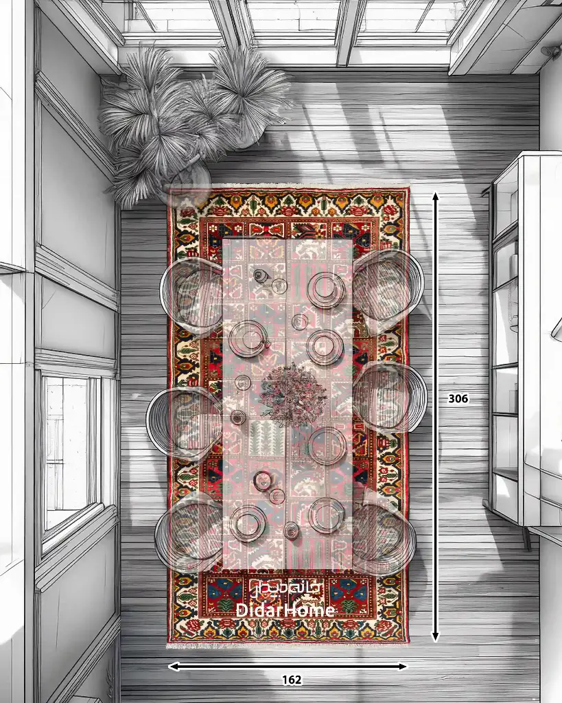 فرش دستباف آنتیک بختیاری طرح خشتی ۴/۹۶ متری