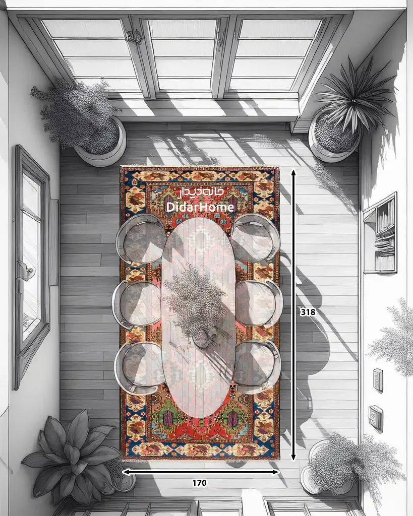 فرش دستباف آنتیک بختیاری طرح قابی ۵/۴۱ متری