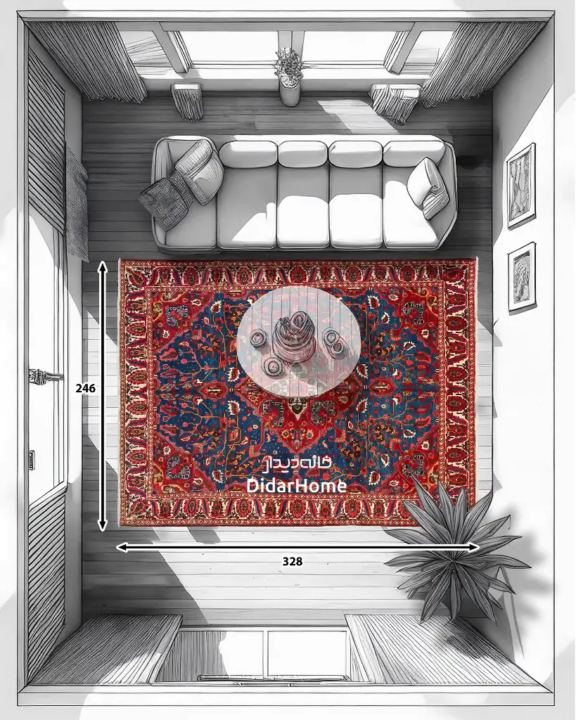 فرش دستباف آنتیک بختیاری طرح ترنجی ۸/۰۷ متری