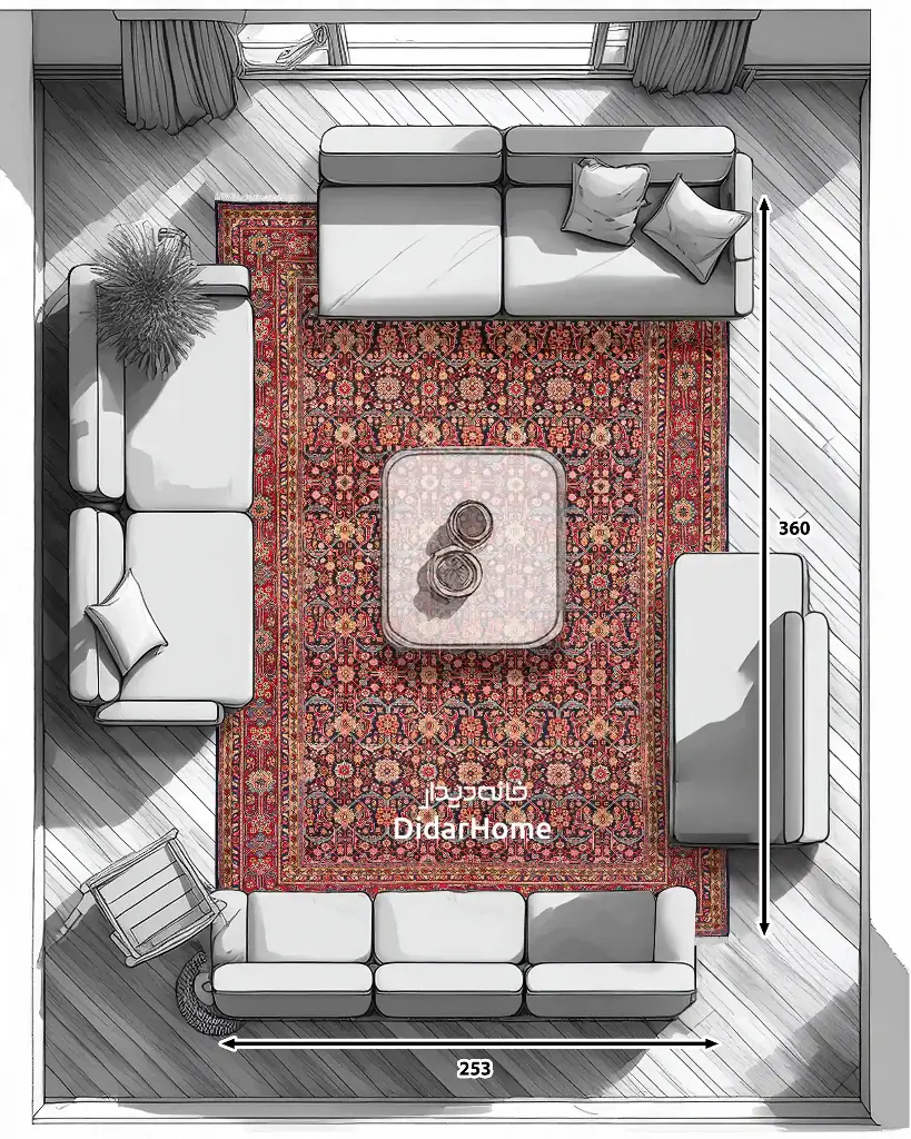 فرش دستباف محل طرح افشان ۹/۱۱ متری