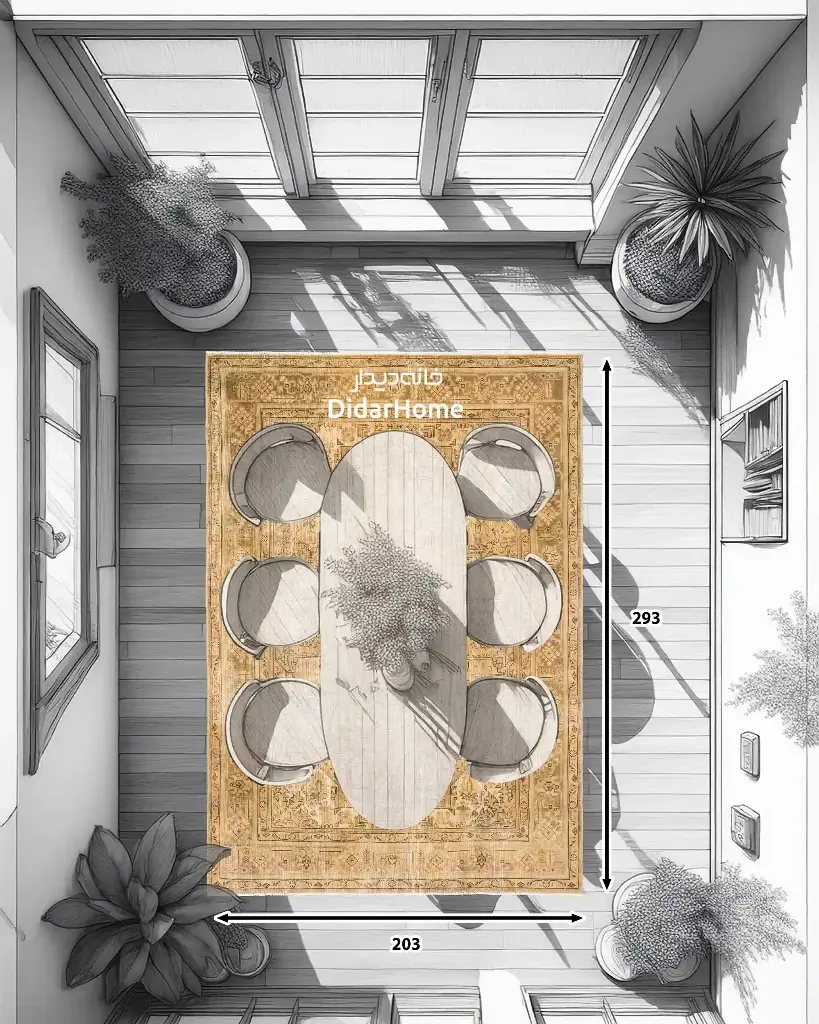 فرش دستباف مدرن تبریز طرح ترنجی ۵/۹۵ متری