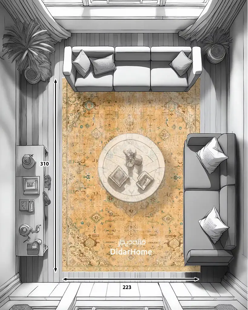 فرش دستباف مدرن تبریز طرح ترنجی ۶/۹۱ متری