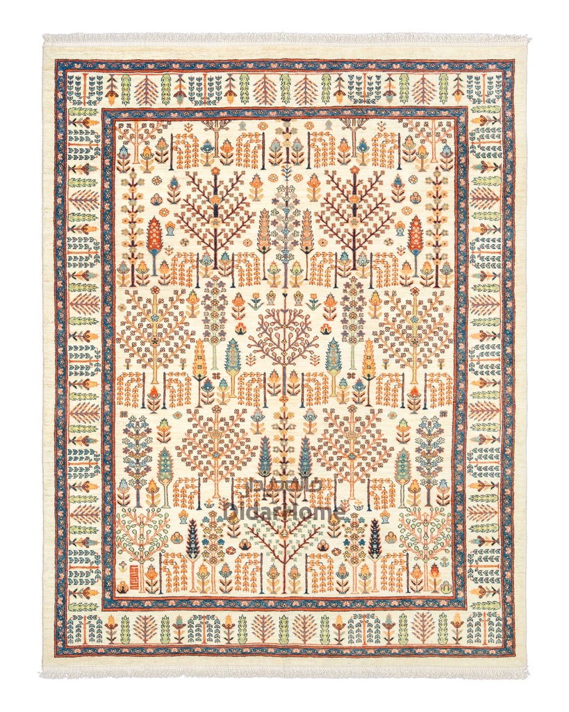 فرش دستباف قشقایی طرح درخت زندگی ۶/۱۹ متری
