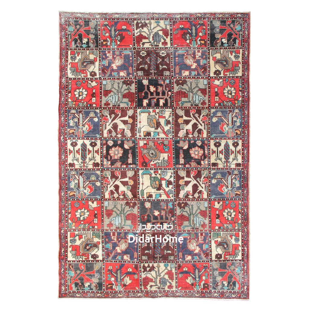 فرش دستباف مدرن بختیاری طرح خشتی چهار متری