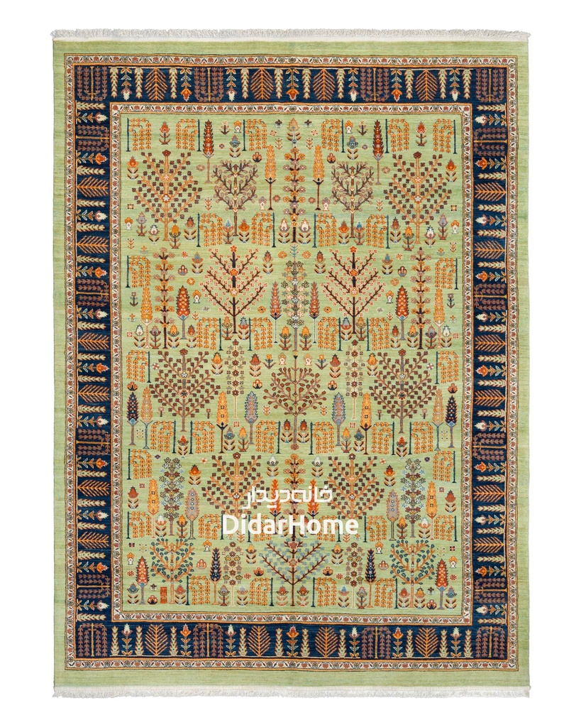 فرش دستباف قشقایی طرح درخت زندگی ۹/۱۴ متری