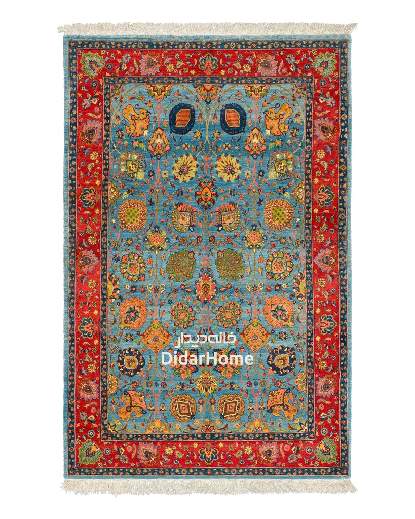 فرش دستباف تبریز ۵۰ رج  چله و گل ابریشم ریزباف طرح افشان ۳/۵۵ متری