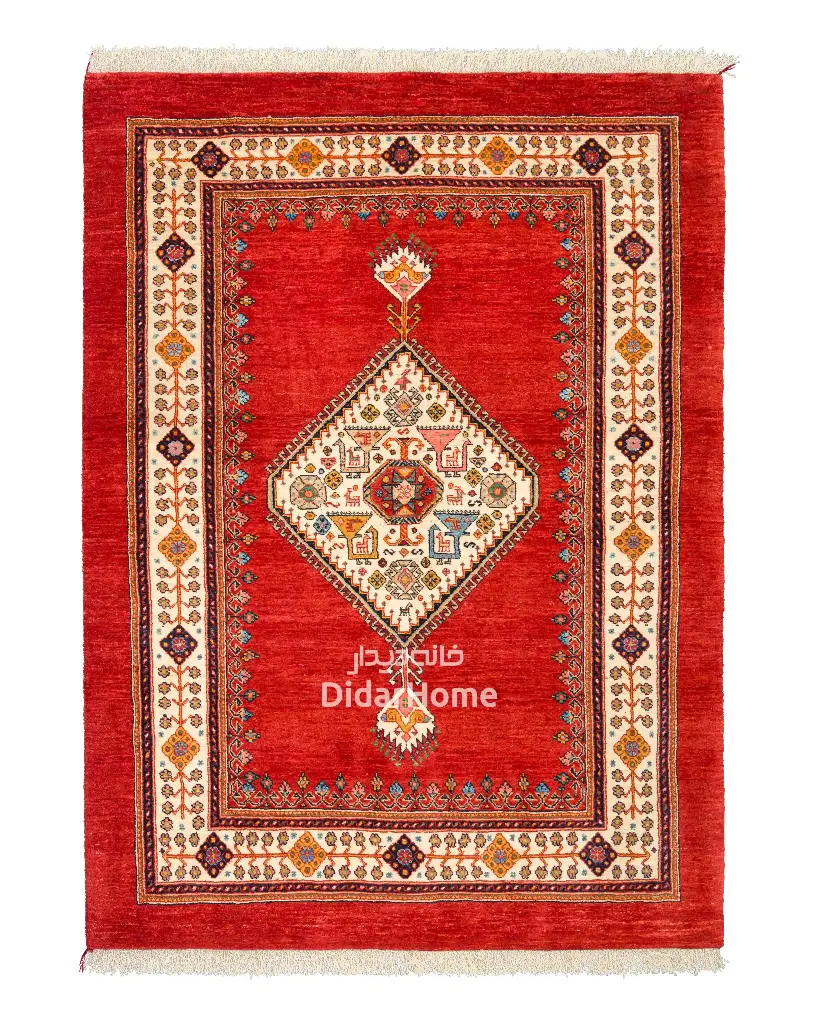 فرش دستباف قشقایی طرح ترنجی ۲/۰۹ متری