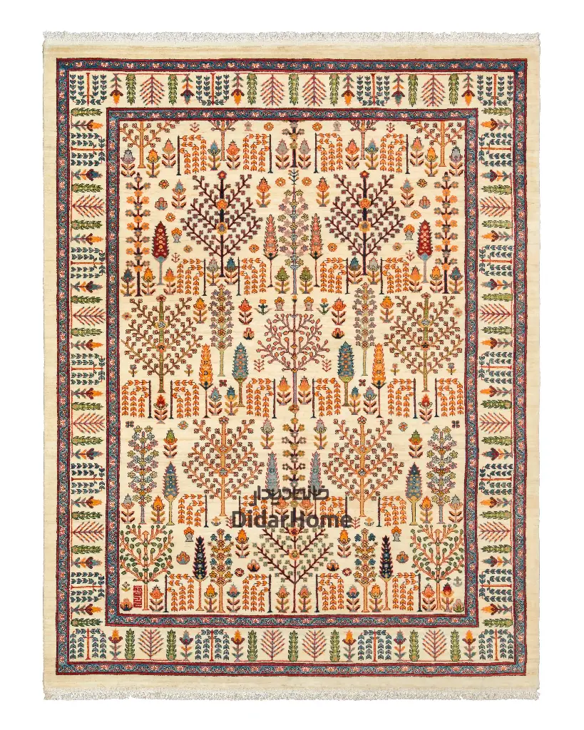 فرش دستباف قشقایی طرح درخت زندگی ۶/۳۶ متری