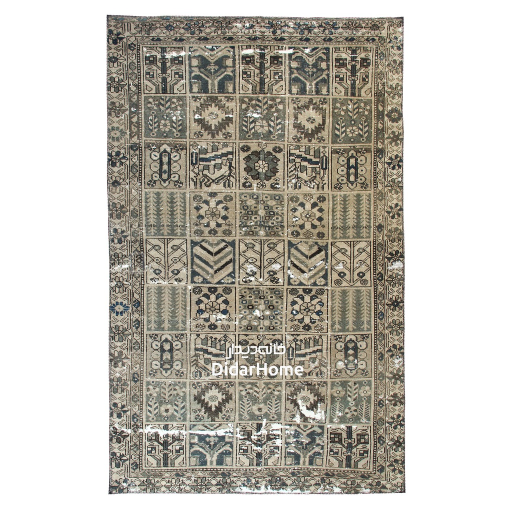 فرش دستباف مدرن بختیاری طرح خشتی ۵/۱۰ متری