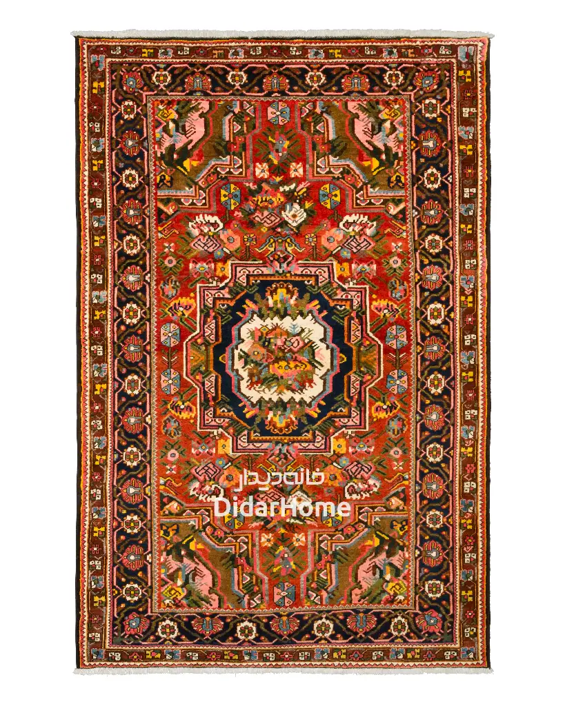 فرش دستباف آنتیک بختیاری طرح ترنجی ۴/۱۷ متری