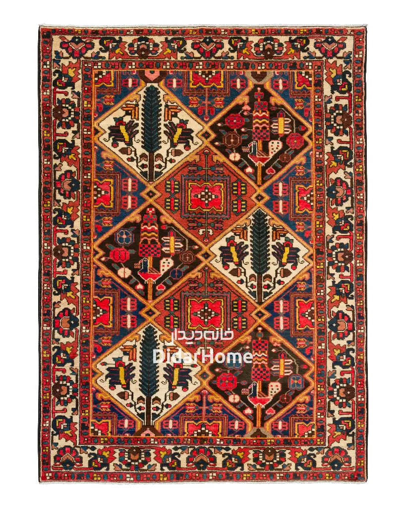 فرش دستباف آنتیک بختیاری طرح بندی ۳/۱۰ متری