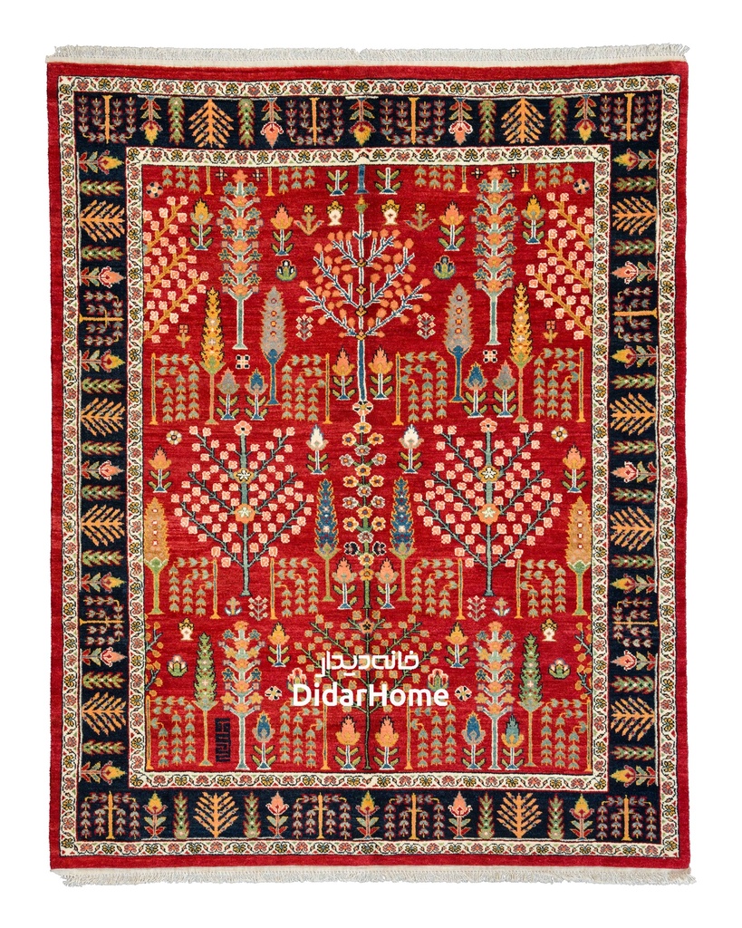 فرش دستباف قشقایی طرح درخت زندگی سه متری