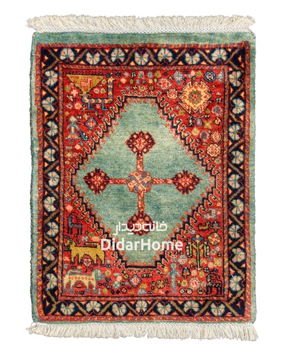 [51018789] فرش دستباف قشقایی طرح ترنجی ذرع و نیم