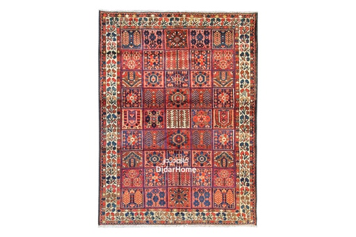 [14034465] فرش دستباف آنتیک بختیاری طرح خشتی سه متری