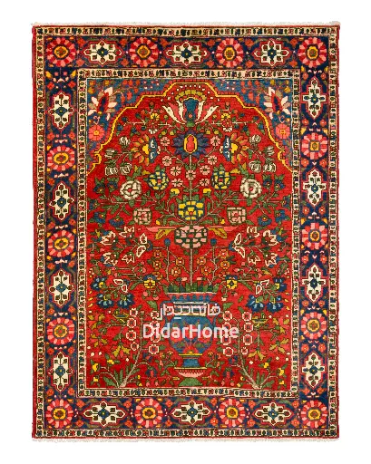 [16034709] فرش دستباف آنتیک بختیاری طرح گلدانی ۳/۲۲ متری