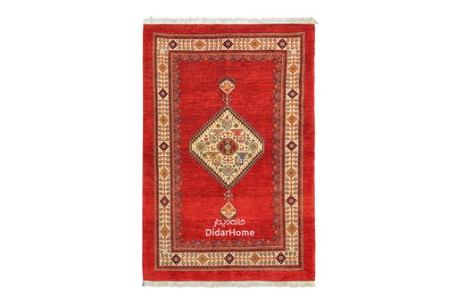 [11021120] فرش دستباف قشقایی طرح ترنجی ذرع و نیم