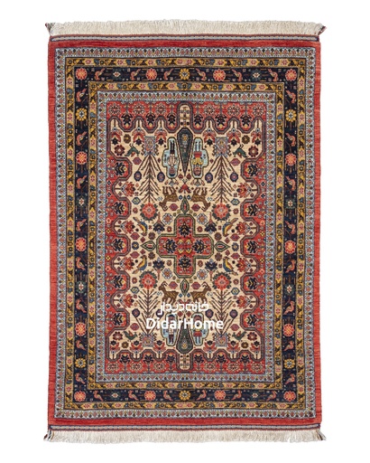 [61020418] فرش دستباف قشقایی طرح ترنجی ذرع و نیم